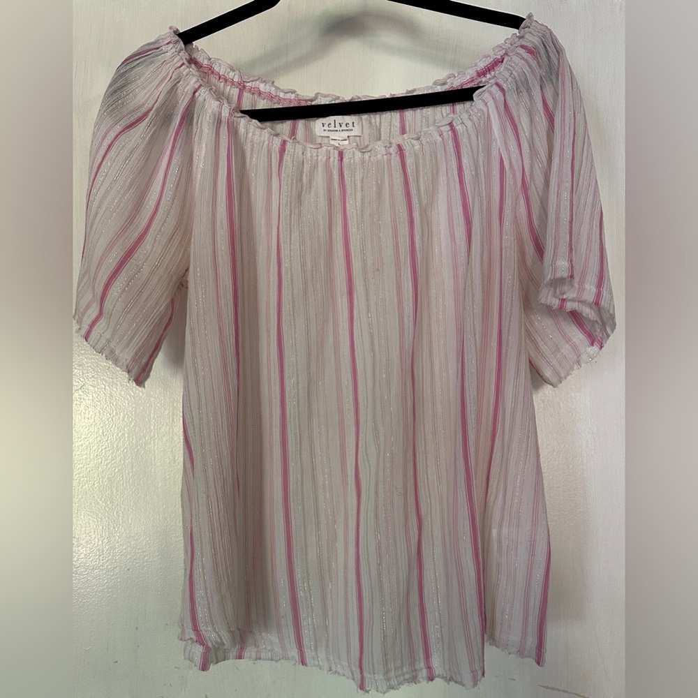 Velvet by Graham & Spencer Women's Pink Striped Top